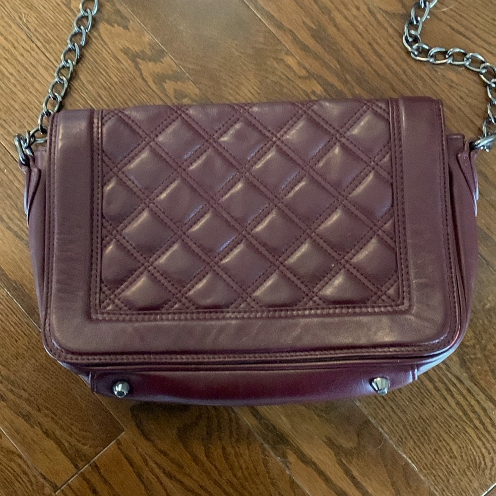 Danier Quilted Burgundy Chain Strap Shoulder Bag